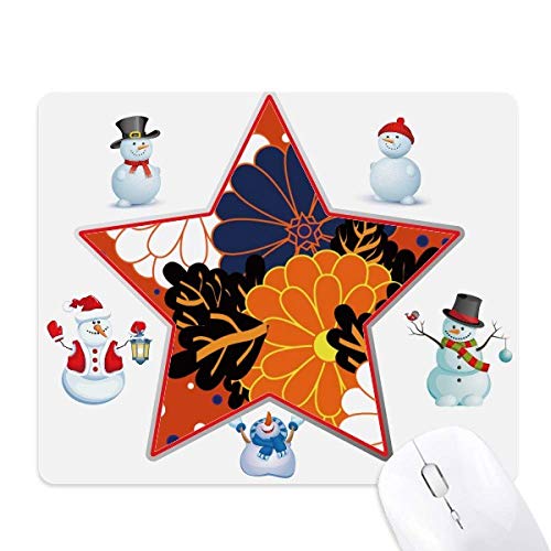 Tapis de souris plantes fleurs bonhomme de neige étoile antidérapant pour pc