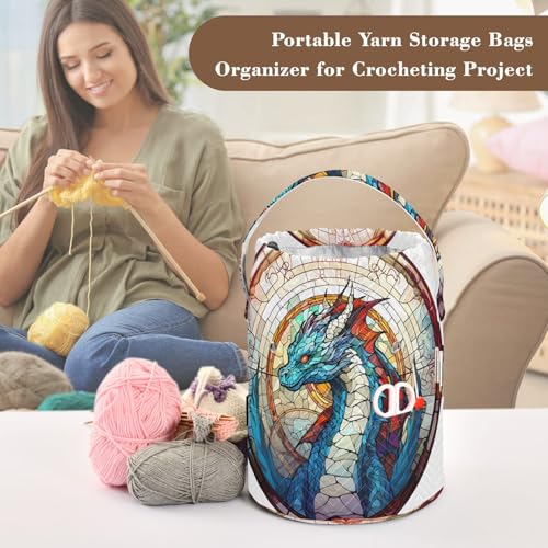 Image of Yarn Storage Bag Small Crochet Bag Knitting Bag Organizer Dragon Yarn Bags for Crocheting Basket