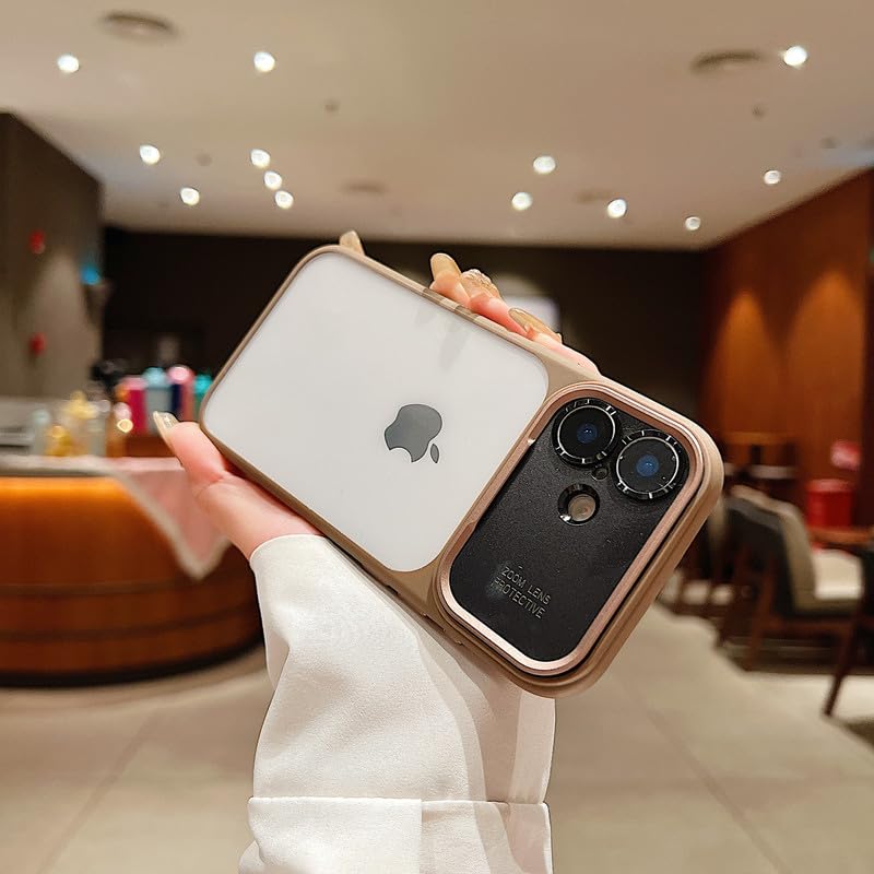 Image of LuxuryKase Shockproof Clear Case for iPhone 16 | Camera Lens Protection | Slim Transparent Soft TPU Bumper | Anti-Yellow | Flexible Scratch Resistant Protective Cover - Desert Gold