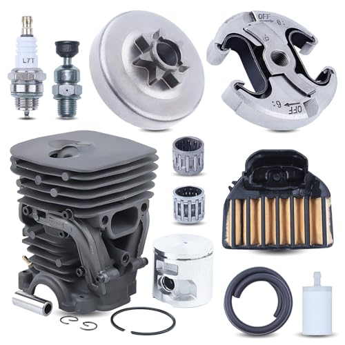 Adefol 47mm Cylinder Piston Kit for Husqvarna 455 460 Chainsaws Replacement Parts with Clutch Drum Needle Bearing Spark Plug Decompression Valve Air Filter Fuel Line for 537320402