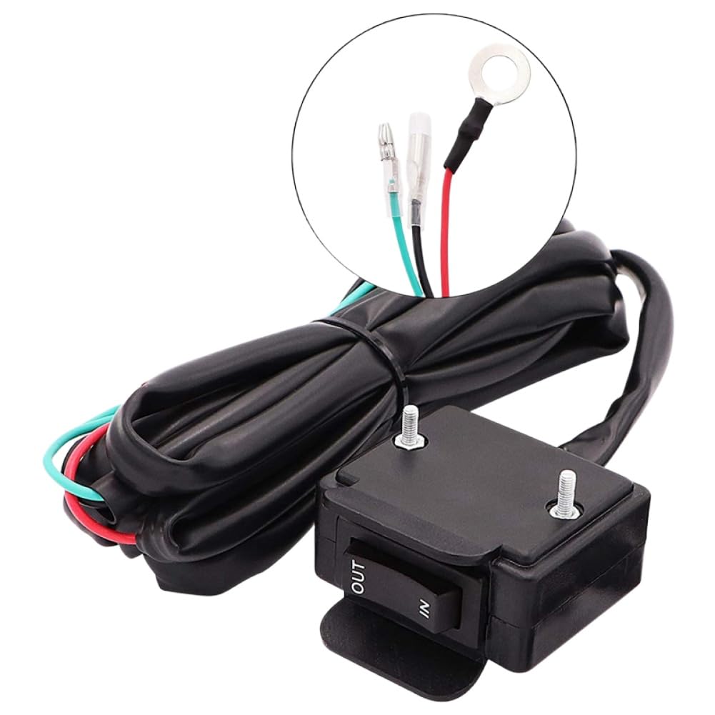 2X 12V ATV Winch Rocker Switch with Handlebar Control Line Kit Compatible with ATV UTV