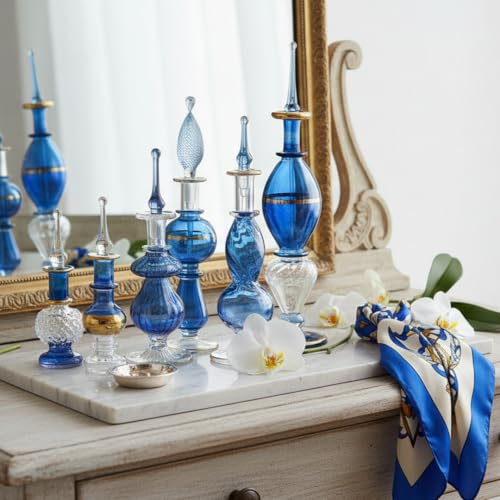 NileCart Egyptian Perfume Bottles Set of 6 All Blue 2-5 in - image 2