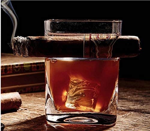 Copo Porta Charuto De Whisky Uísque Vidro Quadrado e Redondo (Quadrado)