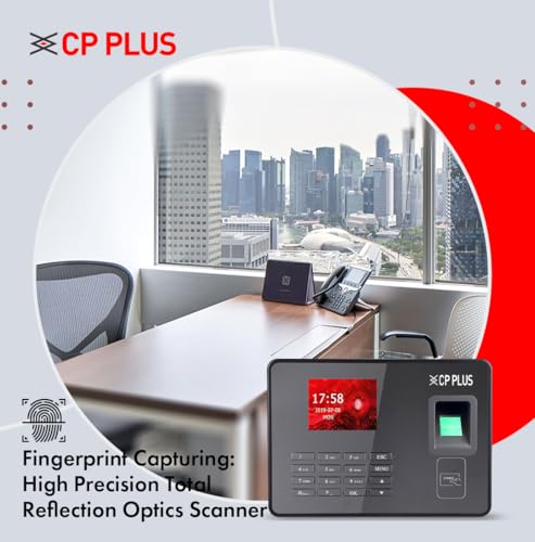 Image of CP PLUS Fingerprint Time and Attendance Machine | Biometric System with ID Card & Password Access | Built-in Battery | Fast Recognition ≤1.5s | USB, TCP /IP | 1000 Users | CP-VTA-F1043