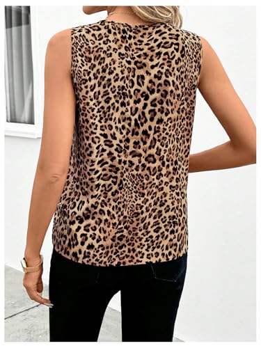 Women's Leopard Print Tank Top Y2k Cheetah Sleeveless Vest Work Blouse Shirts Top2