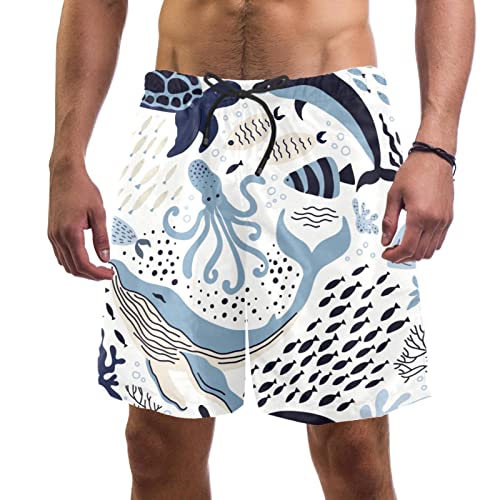 Maillots de bain pour hommes JDEZ short de plage dauphin pieuvre
