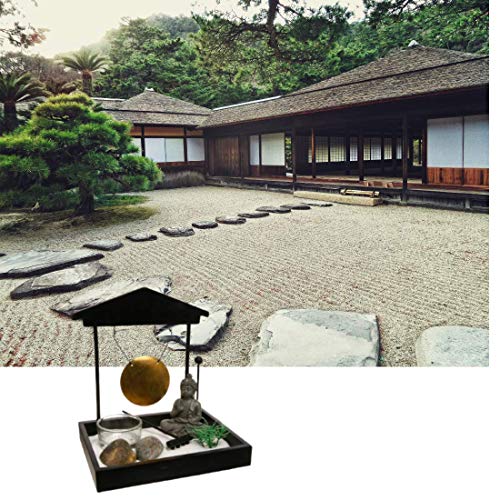Ducomi Zen Garden Picture with Tray, Sand, Buddha Figurine, Rock, Japanese Meditation Kit, Home Accessories - Image 4