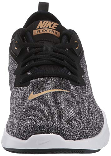 Image of Nike Women's Flex Trainer 9 Sneaker, Black /Metallic Gold-Gunsmoke, 12 Regular US