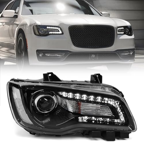 Huray Right Halogen Headlight for Chrysler 300/300C 2015-2018 Black Housing