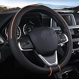 SHIAWASENA Auto Car Steering Wheel Cover, Universal 15 Inch Fit, Soft Leather, Breathable Anti Slip