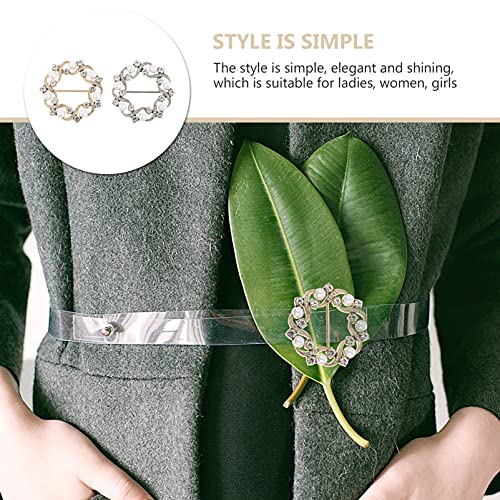 Amosfun Women Silk Scarf Clip 2pcs T- Shirt Clips Clothing Buckles Round Circle Scarf Ring Clothing Embellish Knotted Buckles for Neckerchief T- Shirt Shawl Silk Sarf Clamp Clasp - Image 2