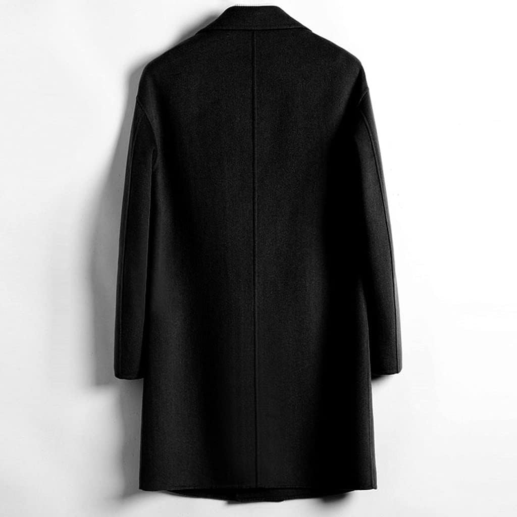 Double-Breasted Tweed Coat in The Long Section of Men's Double-Sided Casual Jacket Autumn and Winter(XXXL Code)