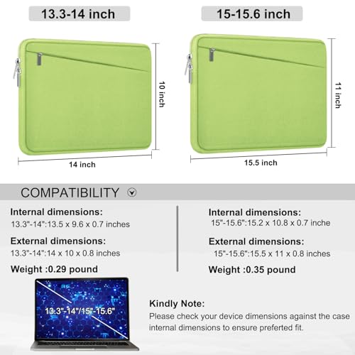 Image of Laptop Case 15.6 inch, Slim Computer Carrying Bag Protective Cover Briefcase with Front Pocket, Durable Laptop Cover for 15-16 Inch HP, Dell, Lenovo, Asus, Notebook, Light Green