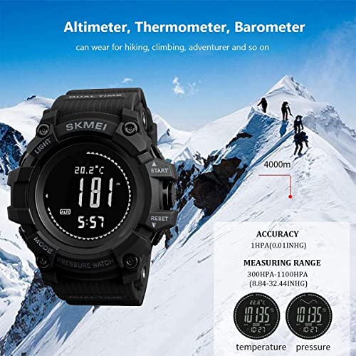 Mens Outdoor Sports Army Watches Pedometer Calories Digital Watch Altimeter Barometer Compass Thermometer Weather Men Watch (Black)4
