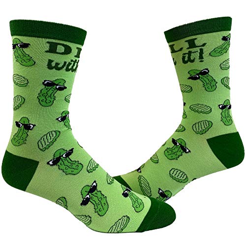 Mens Dill With It Socks Funny Saying Hilarious Pickle Humor Graphic Novelty Footwear Crazy...