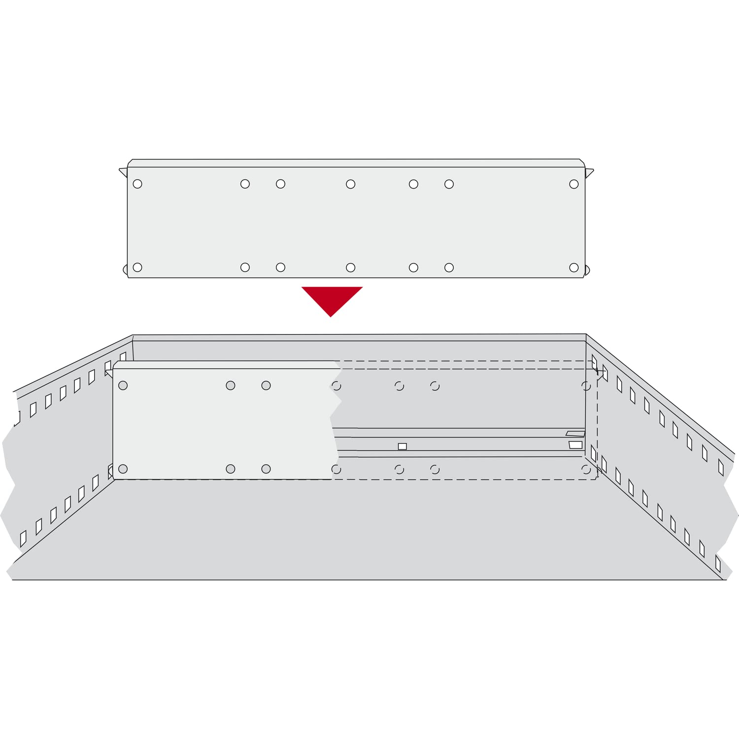Hettich 9007204 Systema Top 2000-Divisor (Organizador de cajones), Ancho de Montaje 392 mm, Efecto Aluminio de plástico, Plata, Schranktiefe 400 mm | Kunststoff | Alu - Finish