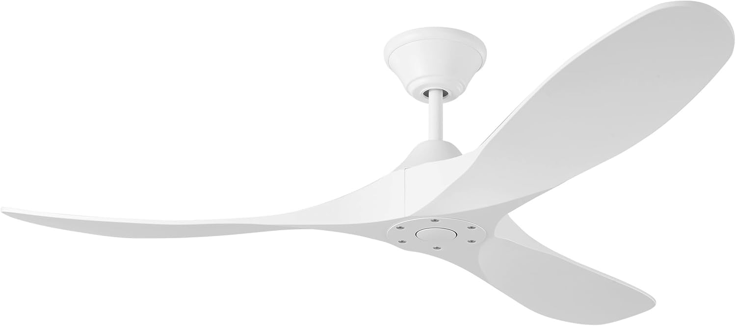 Generation Lighting 3MGMR52RZW Maverick Coastal Ceiling Fan with Remote Control, Wet Rated Indoor Outdoor Fan, Marine Grade Steel, Reversible DC Motor, 3 Blade High CFM (Matte White, 52-Inch)