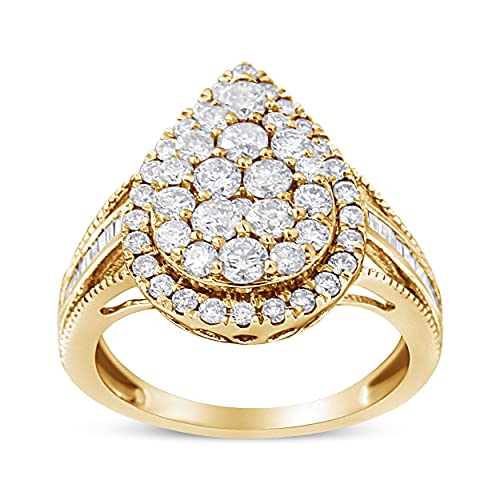 Haus of Brilliance 10K Yellow Gold Plated .925 Sterling Silver 1 1/2 Cttw Round-Cut Diamond Cocktail Ring (I-J Color, I1-I2 Clarity) - Size 6