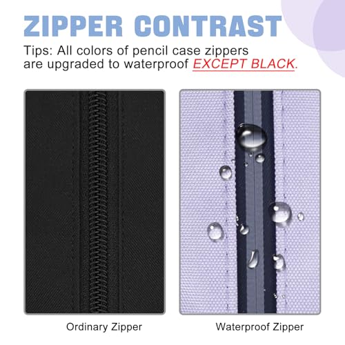 Image of Fmeida Purple Pencil Case, Spacious Pencil Bag with Waterproof Zipper, Portable Pencil Cases with Carrying Handle, Practical Pencil Pouch Bag Pen Holder Stationery Organizer