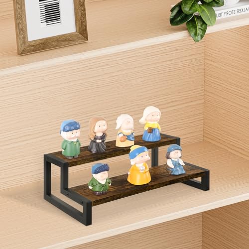 Image of YINMIT Tiered Display Stand Riser Shelf, Wooden Spice Rack Organizer for Countertop, 2 Tier Kitchen Counter Shelf