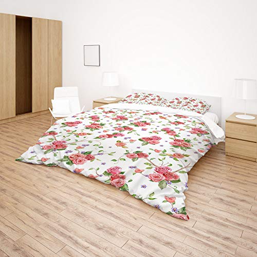 Parure de lit roses et papillons pour chambre romantique et cocooning rose