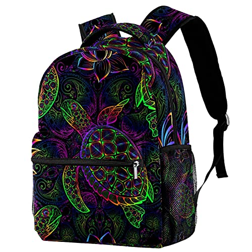 Sac à dos de voyage Tortue de mer Mandala enfant avec porte-bouteille léger