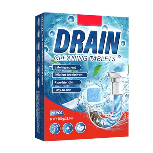 KOAHDE Pastiglie per la Pulizia Degli Scarichi Maleodoranti,Elimina Odori di Scarico Schiumogeni,24PCS,Pulizia Delle Tubazioni Fuoriuscita del Pavimento Della CucinaLiquido di Evacuazione Delle