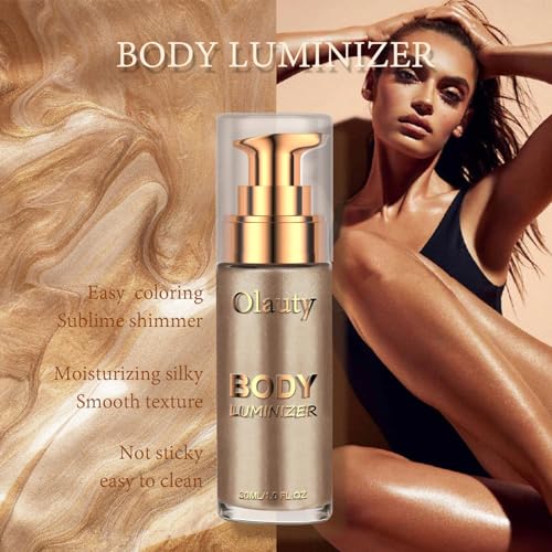 Körper Highlighter Öl Body Luminizer Schimmeröl Flüssig Glitzer Creme Body Glitter Oil Highlighter Körper Flüssiger Körper Glow Schimmer Makeup für Gesicht Körper Bein (Roségold) – Bild 3
