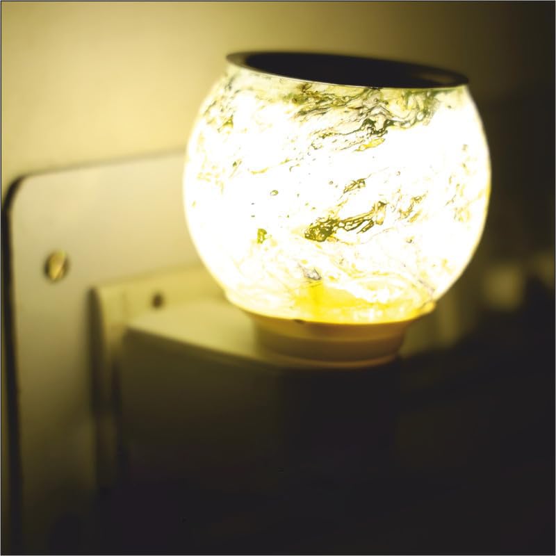NMII Electric Kapoor Dani for Home/Office/Pooja Room/Kids Room, Etc with Night Lamp Design | Kapur Dani Home Fragnance Lamps | Kapur Burner | Camphor Diffuser Glass with On/Off Switch-(KD15)
