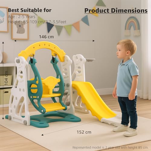 Image of Amazon Brand - Solimo 3-in-1 Garden Penguin Slide & Swing for Indoor & Outdoor Use | for Kids 2-5 Years Old | Safe & Fun | Ideal for Boys & Girls | Toy for Kids | Easy Assembly, Multicolor