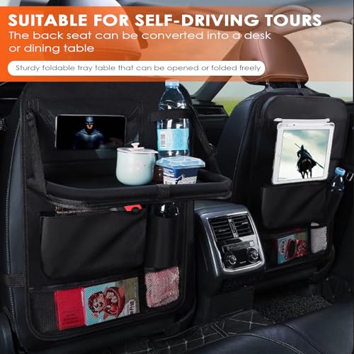 Eckerdromk Auto Organizer Kinder, Rückenlehnenschutz Auto Kinder, Autositz Organizer, Rückenlehnenschutz mit Faltbarer Tischablage, Autoorganizer Kinder Autorücksitzorganizer, Tisch für Autokindersitz