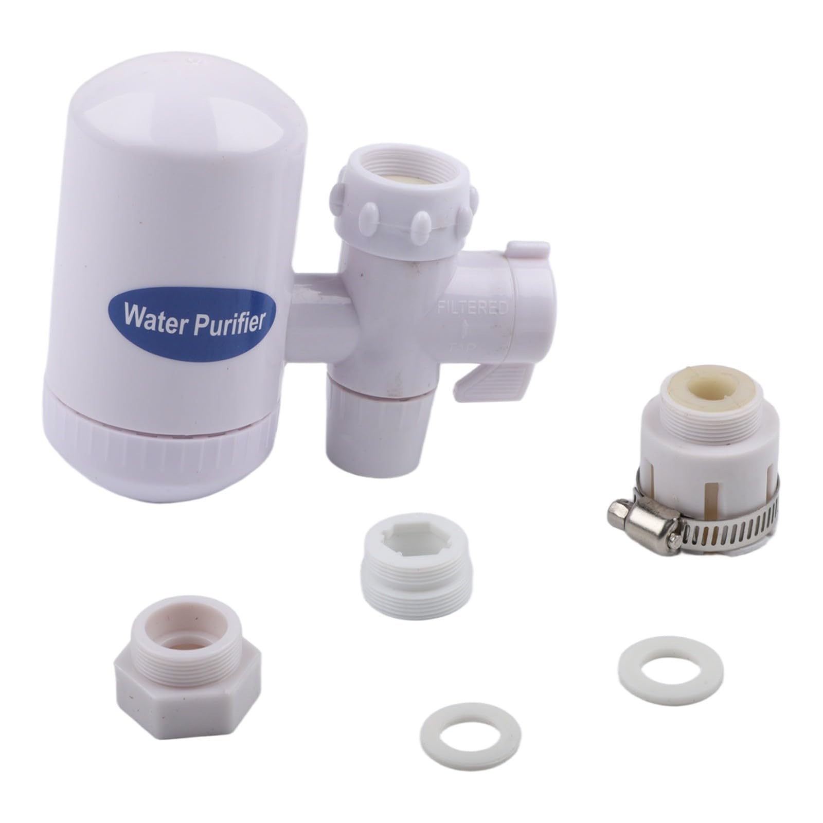 Filtro de grifo de cocina lavable, purificador de agua eficiente para grifos, elimina contaminantes para beber de forma segura, color blanco, 11,5 x 10 cm