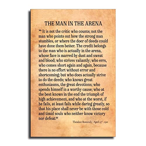 Opiniones y reviews de Efecto arenado sala estar los diez mejores. 37 HHGaoArt Póster de The Man In The Arena Theodore Roosevelt en lona motivacional para la pared de la sala de estar, citas inspiradoras, pinturas decorativas (16 x 24 pulgadas, sin...