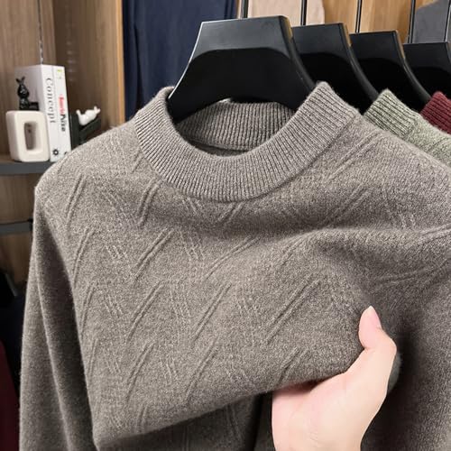 Men's 100% Wool Crewneck Argyle Sweater Winter Casual Solid-Color Basic Pullover3