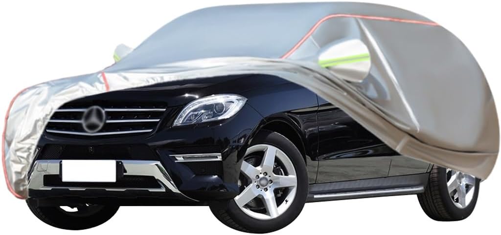 WOLWES Car Cover are Suitable for Mercedes-Benz ML SUV All-Weather Windproof, Snowproof, Rainproof, UV-Protected and Breathable All-Season Universal with Side Door Zip Oxford Cloth Car Cover (Color :
