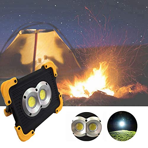 Preisvergleich Produktbild CALALEIE 20W doppelter runder USB-beweglicher wasserdichter COB-kampierender heller wieder aufladbarer 3Modes LED Arbeits-Licht Außenleuchte Zubehör