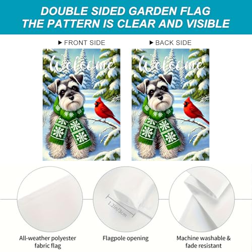 Image of BlissYard Winter Garden Flag Schnauzer Forest 12x18 Inch Polyester