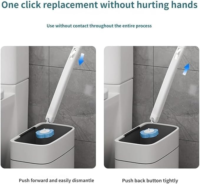 Einweg-Toilettenbürsten-Set, 24 Nachfüllungen, hygienische WC-Bürste mit Halter & Ersatzköpfen, ideal für die Reinigung von Waschbecken & Badewanne (Grau)