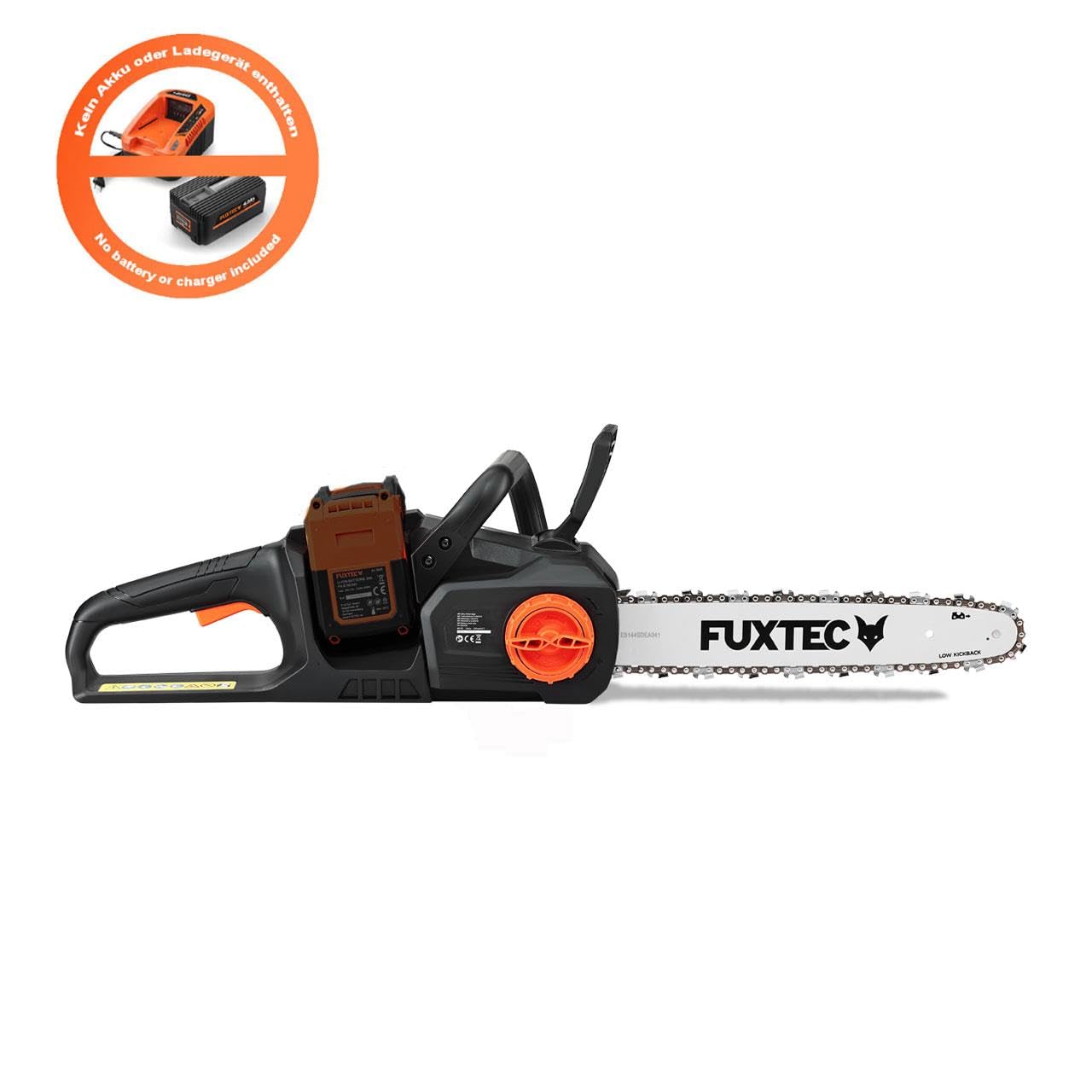 Akumulatorowa pilarka lancuchowa FUXTEC 2x20V FX-E2KS - dlugosc prowadnicy 14 cali, napiecie 2x20 V, waga 4,2 kg, predkosc lancucha 15 m/s i wylacznik bezpieczenstwa