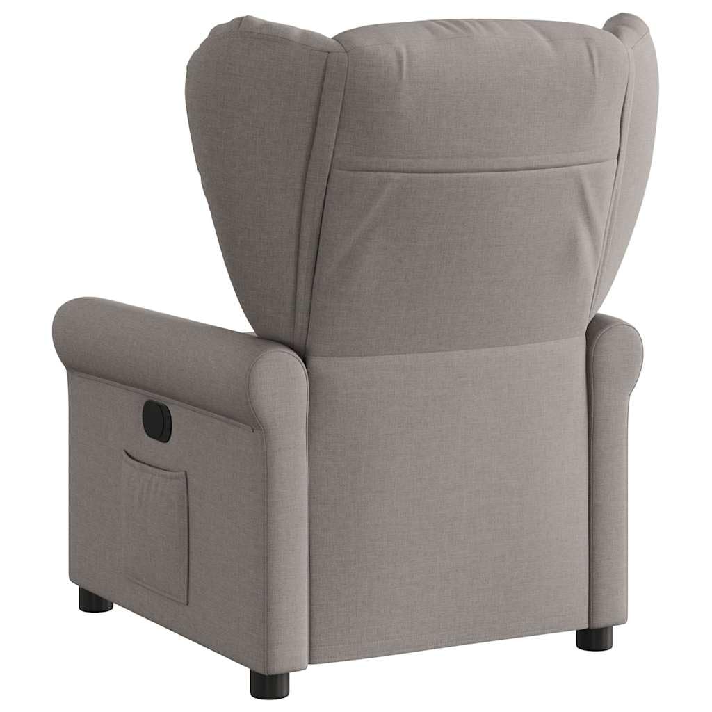 Fotel relaksacyjny z tkaniny taupe, regulowany ręcznie, nachylenie 135°, maksymalne obciążenie 110 kg, wygodny fotel wypoczynkowy, do salonu, sypialni, fotela do czytania