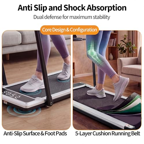 Image of NEWBULIG Under Desk Walking Pad Treadmill, Portable Compact Electric Treadmill with Remote Control, Quiet Fitness Equipment & LED Display for Home & Office, Black&Sliver