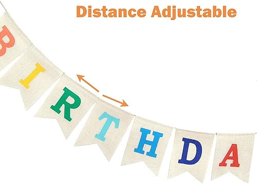 Miniatura 5 de Colorida pancarta de arpillera de feliz cumpleaños, decoraciones de fiesta de cumpleaños duraderas ensambladas para mujeres y niñas