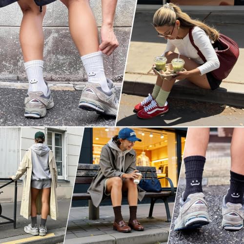 Image of 3 Pairs Slouch Socks for Women Soft Mid Calf Rib Scrunch Crew Tube Socks