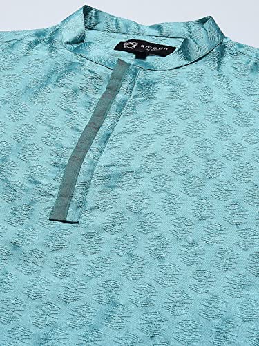 Image of Men's Navy Blue Cotton Festive Wear Regular Fit Woven Design Kurta | Indian Wedding Wear Kurta | Festive Ethnic Kurta