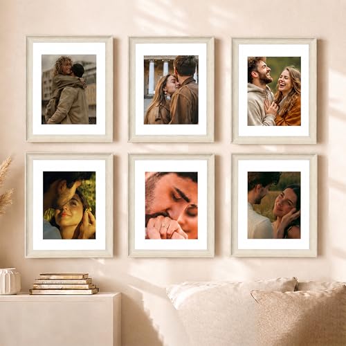 Image of Art Street Wooden Photo Frame for living room, Aesthetic Cave Design Photo Frames for Photograph, Art Work, Certificates Set of 6 (12x16 Inch, White)