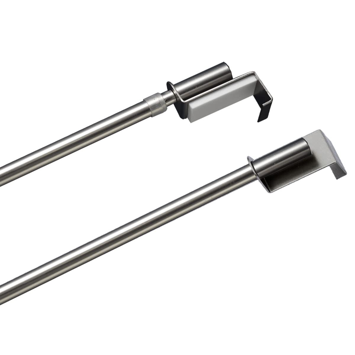 Spannstange Gardinenstange Nenette edelstahlfarben Spannfix-Stange ausziehbar mit Endstück Zylinder Durchmesser 9 mm, Länge 90-130 cm