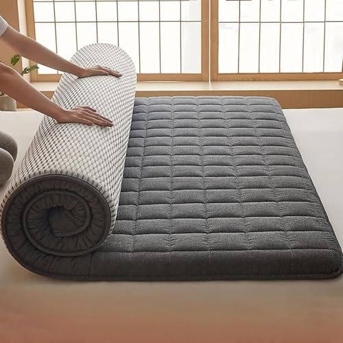 Przenośny dwustronny materac futon, antypoślizgowy i oddychający, składana konstrukcja zapewnia możliwość spania w domu i w podróży