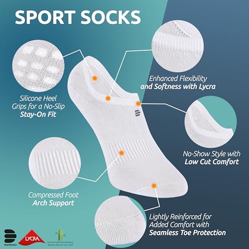 Image of 4 Pairs No Show Socks Women and Men Seamless Odor Free