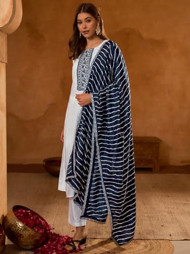 Image of Naixa Women's Viscose Embroidered Straight Kurta with Pant and Dupatta Sets (Available in Plus Size) (NX-674)
