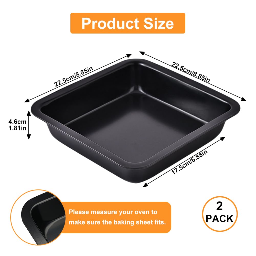 Herogo Lot de 2 moules à gâteau carrés antiadhésifs pour four